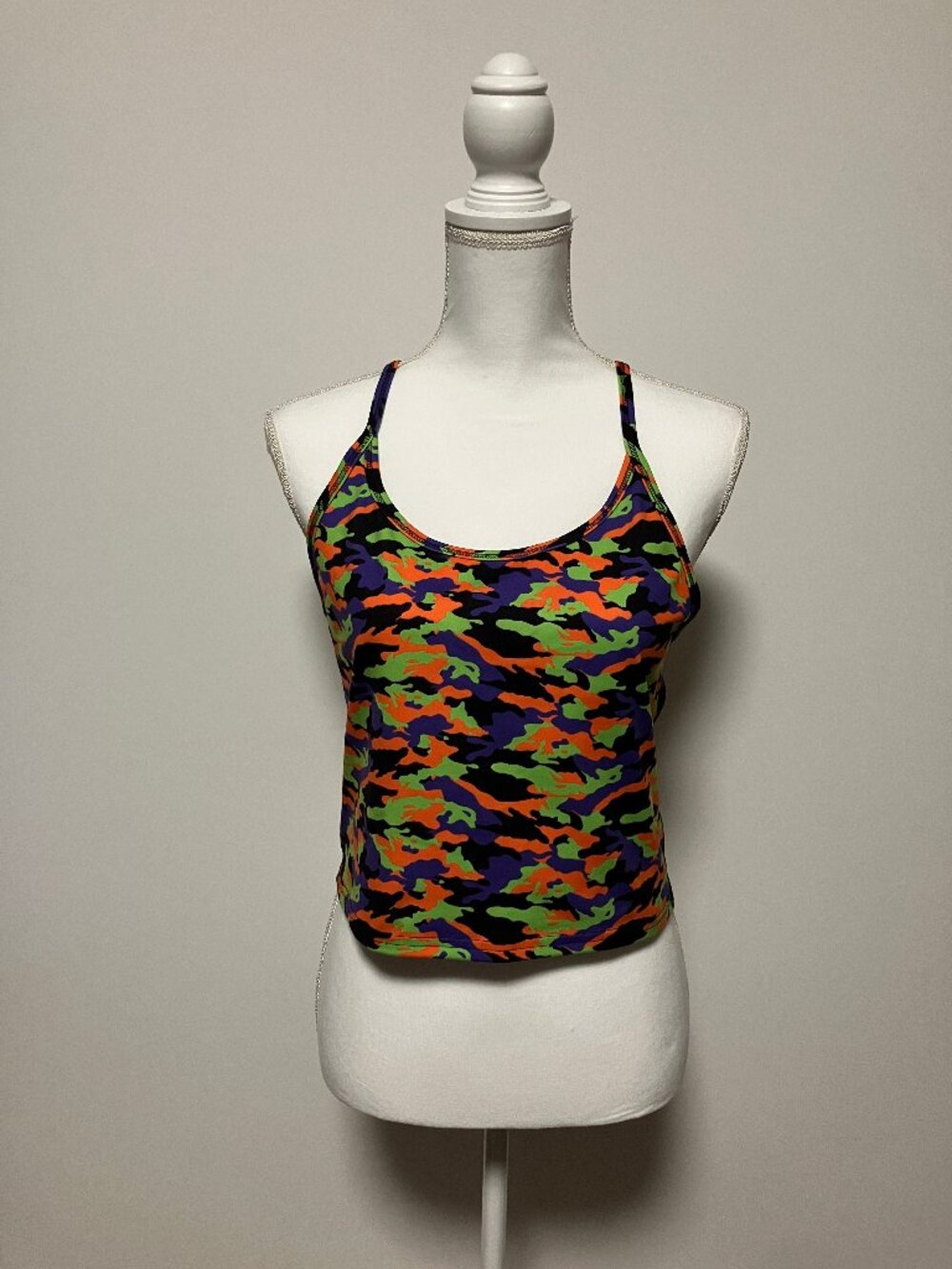 FLEO Neon Camo Crop Tank Top Cropped Cami Multicolored, Size XL